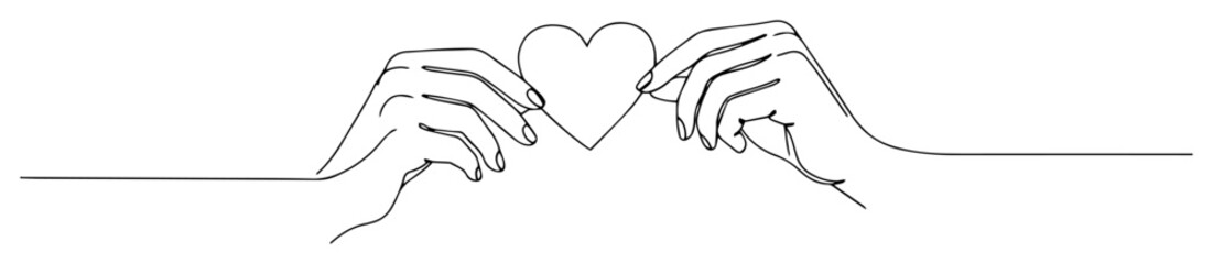 hands holding small heart line art © Wieslaw