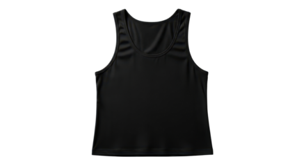 Black tank top apparel for fashion, fitness or retail isolated PNG with Transparent Background