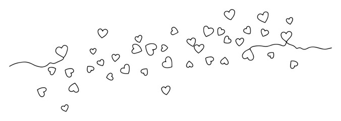 flying hearts confetti line art