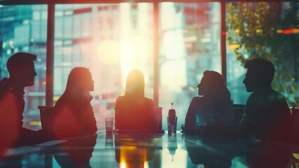 People gathering at a table, great for depicting team meetings, conferences, or social gatherings