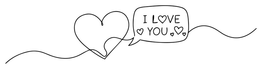 minimal continuous line i love you speech bubble divider