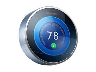 Smart Thermostat with Digital Display Set to 78 Degrees on White Background