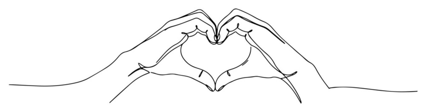 Naklejki hands forming heart shape line art