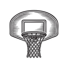 Basketball ring in engraving style