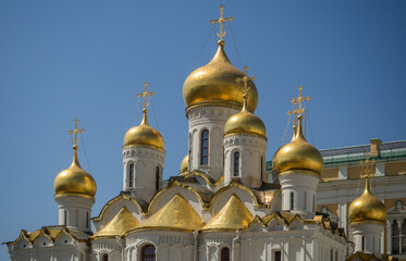 Gold onion domes at Assumption Cathedral, Moscow