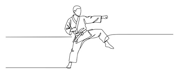 karate front kick precision stance contour vector lineart