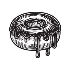 Engrave of chocolate doughnut illustration silhouette