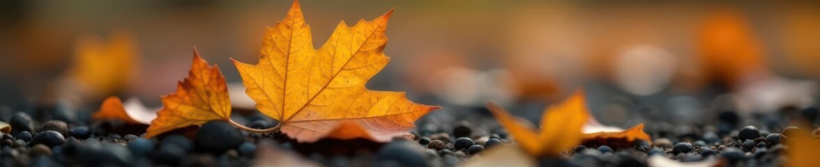 Fototapeta premium Crisp dry leaf atop textured bronze, autumnal blur Ideal product overlay, wallpaper , seasonal, background, abstract