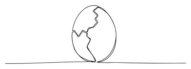 cracked dinosaur egg hatching continuous one line drawing vector minimalist design