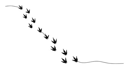 bird footprint trail with arrow directional monoline vector