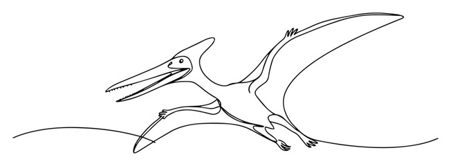 pteranodon gliding across sky monoline vector silhouette © Wieslaw