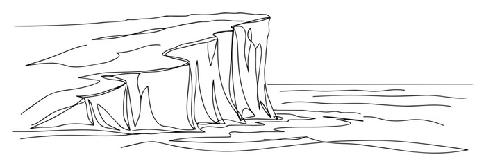 cliffs of moher ireland sea coast landscape continuous one line drawing vector travel sketch © Wieslaw