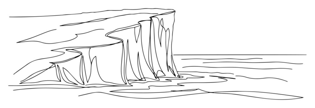 cliffs of moher ireland sea coast landscape continuous one line drawing vector travel sketch