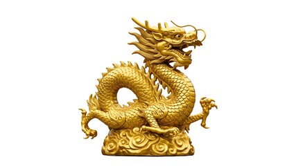 Fototapeta premium Golden Chinese dragon with transparent background