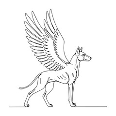 simargl the winged dog from slavic mythology continuous one line drawing vector creature design