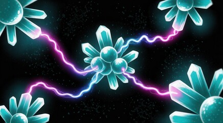 Abstract glowing crystals connected by vibrant energy, perfect for futuristic designs and concepts