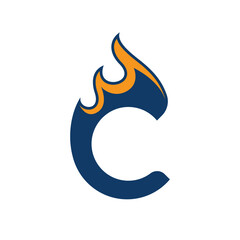 c letter fire abstract logo modern style