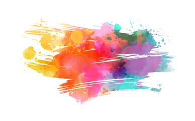 Multicolored watercolor painted grunge brushed background - template for your designs. Purple, pink and orange colored
