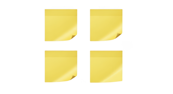 Four Yellow Sticky Notes Mockup