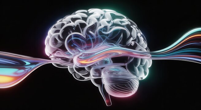 Stunning 3D brain with glowing connections symbolizing innovation, intelligence, and ideas