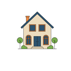 Flat Vector Illustration of Cozy Family House with Trees – Real Estate and Home Design Concept