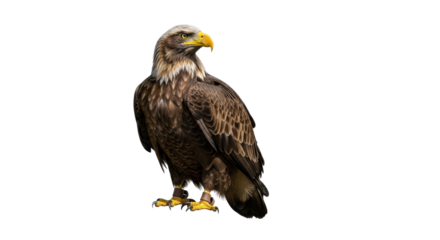 Majestic bald eagle with brown and white feathers isolated PNG with Transparent Background