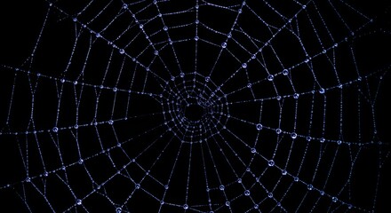 Obraz premium A glowing fiber-optic spider web magnifies star constellations, a cosmic metaphor for interconnectedness, natural networks, and hidden celestial beauty