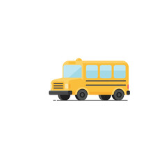 Flat Vector Illustration of Yellow School Bus Side View for Education and Transportation Concept