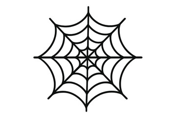 Spiderweb icon. Cobweb symbol. Vector cartoon illustration. Halloween scary, spooky decoration. Spider web trap. Net pattern graphic element. Black and white line art.