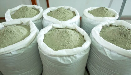 Bags of light gray powder