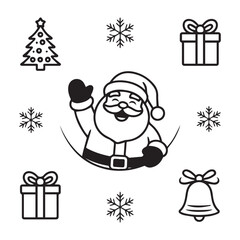 Merry Christmas Black and White Vector Illustration

