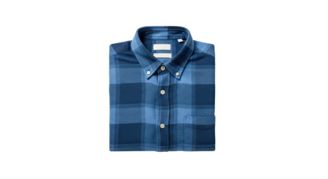 Folded blue checkered shirt isolated PNG with Transparent Background