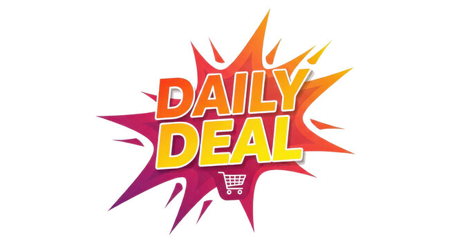 Daily Deal graphic burst with shopping cart icon isolated PNG with Transparent Background