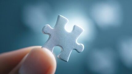 A hand holding a jigsaw puzzle piece