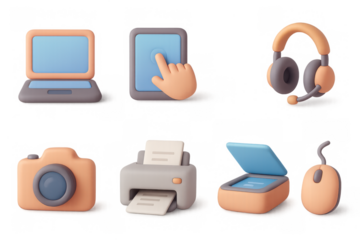 3d technology icons: gadgets and devices for digital interaction