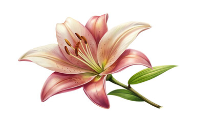 Naklejka premium Elegant Watercolor Lily Flower Illustration with Pastel Pink and Green Tones, Artistic Depiction