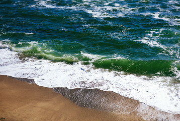 A beautiful stormy sea in summer