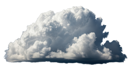 Dramatic fluffy white cumulus cloud formation isolated PNG with Transparent Background