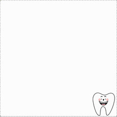Obraz premium Illustration of a Smiling Cartoon Tooth in the Bottom Right Corner with a Clean White Background