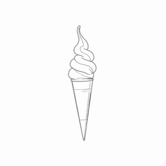 Minimalist Illustration of a Soft Serve Ice Cream Cone with a Classic Twist and Crisp Cone Design