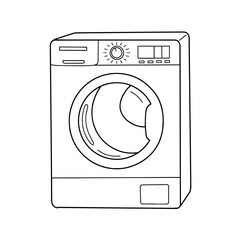 Washing machine illustration in minimal line art style  