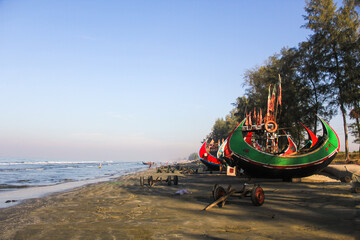 Cox’s Bazar Sea Beach in Bangladesh is the world’s longest natural sandy beach, stretching 120 km along the Bay of Bengal, famous for its golden sands, blue waters, and breathtaking sunsets