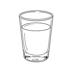 Simple glass with water in minimalist line art style  