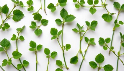 Bacopa Monnieri Plant with Leaves and Stems White Background