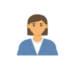 A minimalist illustration of a teacher in a flat design style, featuring a smiling face, approachable attributes, standing in front of a simple background with png Transparent