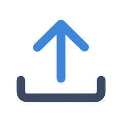 blue arrow icon on white background