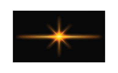 Lightning star with light flares vector graphics on a black background