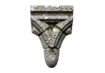 Detailed stone corbel isolated on transparent background, showcasing intricate carvings and architectural support, highlighting the beauty of stonework