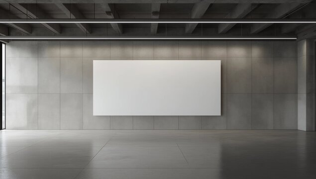 Stairway with blank billboard. 3d rendering