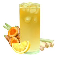Watercolor Illustration of Jamu Drink
